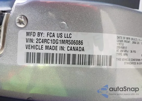 2021 Chrysler Voyager Lxi из США, поврежденный, VIN 2C4RC1DG1MR506086